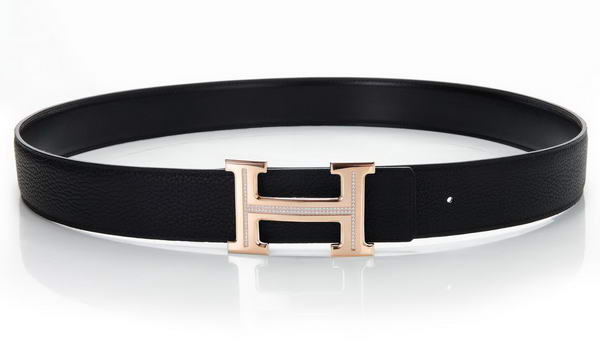 Hermes Belts Original Leather Diamond Everose Black