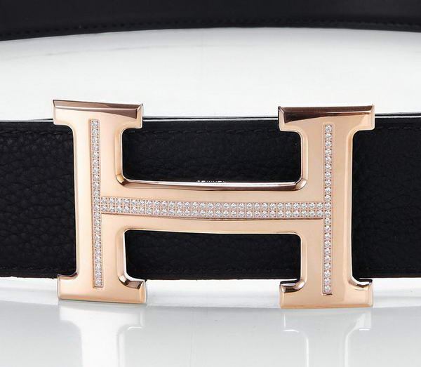 Hermes Belts Original Leather Diamond Everose Black