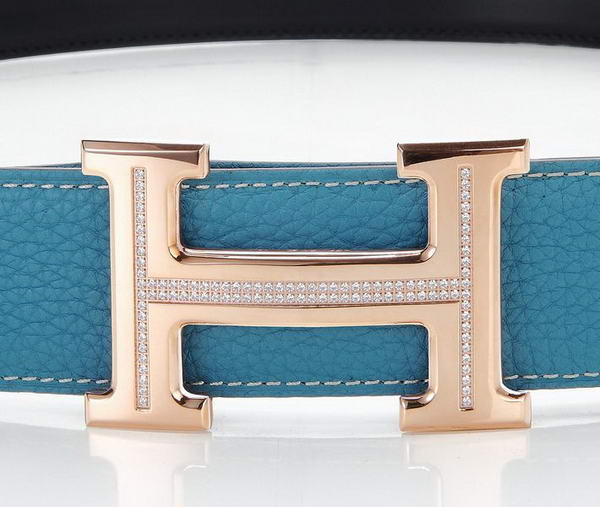 Hermes Belts Original Leather Diamond Everose Blue