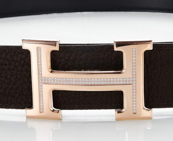 Hermes Belts Original Leather Diamond Everose Coffee