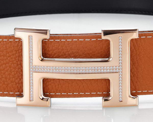 Hermes Belts Original Leather Diamond Everose Orange