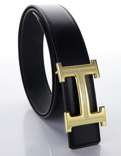 Hermes Belts Original Leather Diamond Golden Black