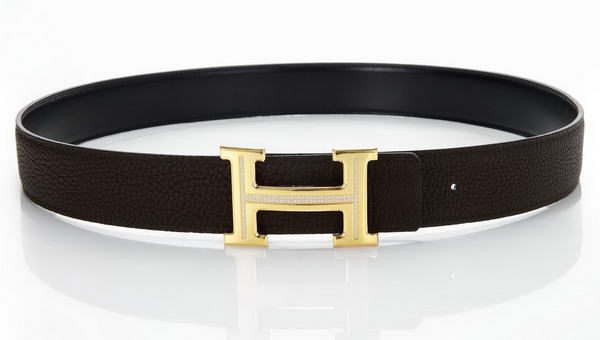 Hermes Belts Original Leather Diamond Golden Coffee
