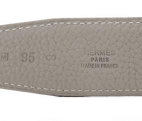 Hermes Belts Original Leather Diamond Golden Grey