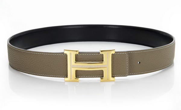 Hermes Belts Original Leather Diamond Golden Khaki