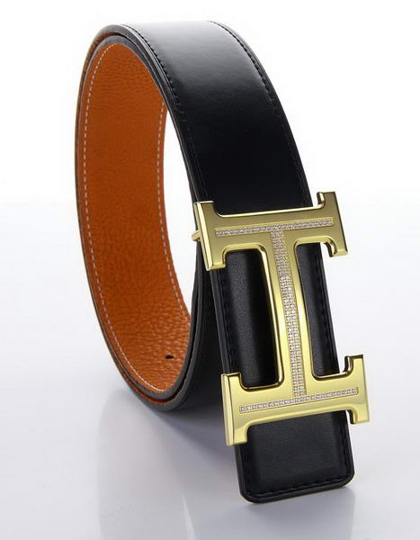 Hermes Belts Original Leather Diamond Golden Orange