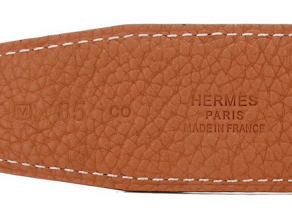 Hermes Belts Original Leather Diamond Golden Orange