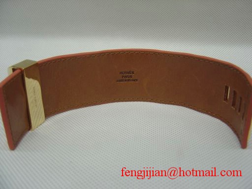 2009 Hermes Orange Leather Gold Bangle 1171