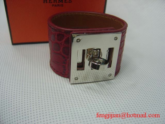 2009 Hermes Red Crocodile Silver Bangle 1171