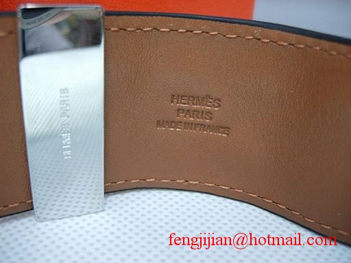2010 Hermes Black Leather Silver Bangle 1171