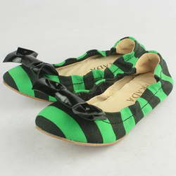 Prada Womens Canvas Flat Ballet Shoes Green