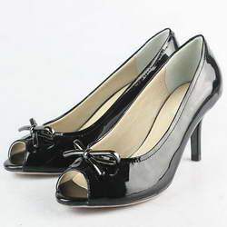 Prada Bow Detail Peep Toe Pumps Black