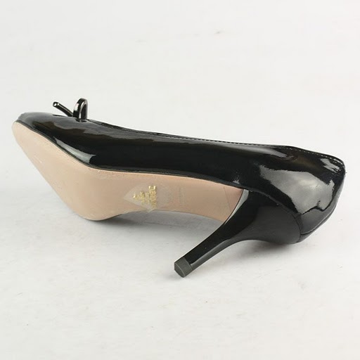 Prada Bow Detail Peep Toe Pumps Black