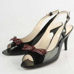 Prada Patent Contrast Bow Slingback Pumps Black