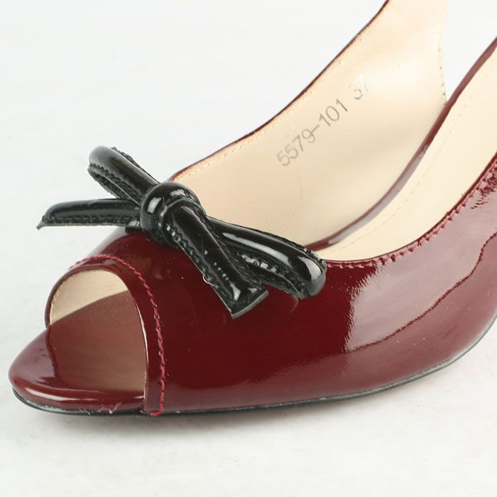 Prada Patent Contrast Bow Slingback Pumps Wine