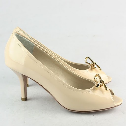 Prada Gold Bow Detail Peep Toe Pumps Pink