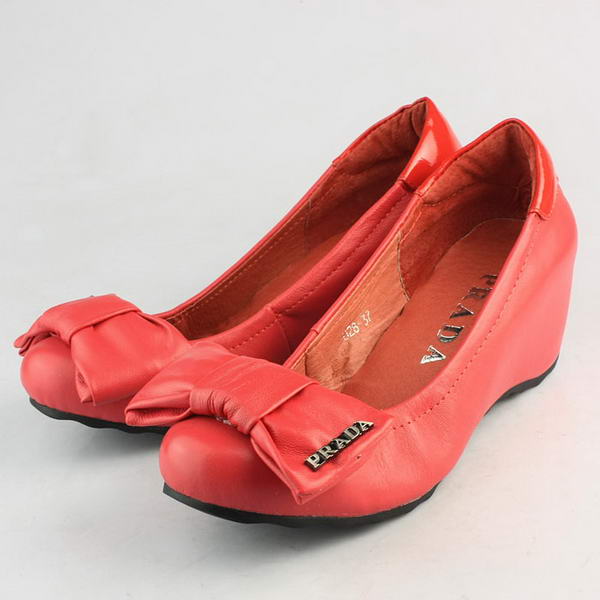 Prada Lambskin Leather Ballerina Flat 1F564D Red