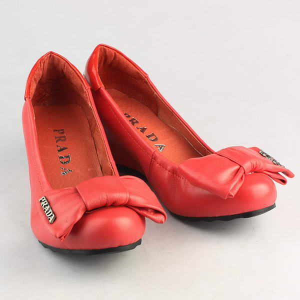 Prada Lambskin Leather Ballerina Flat 1F564D Red