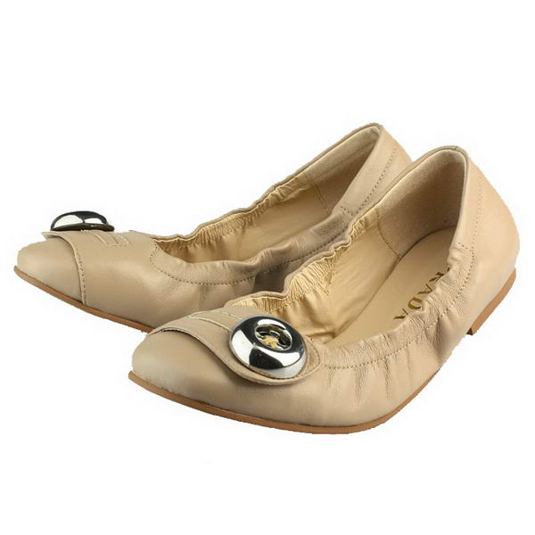 Prada Lambskin Leather Ballerina Flat PD063 Apricot