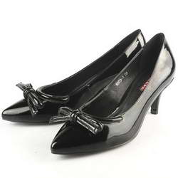 Prada Patent Leather Oversized Bow Pumps Black