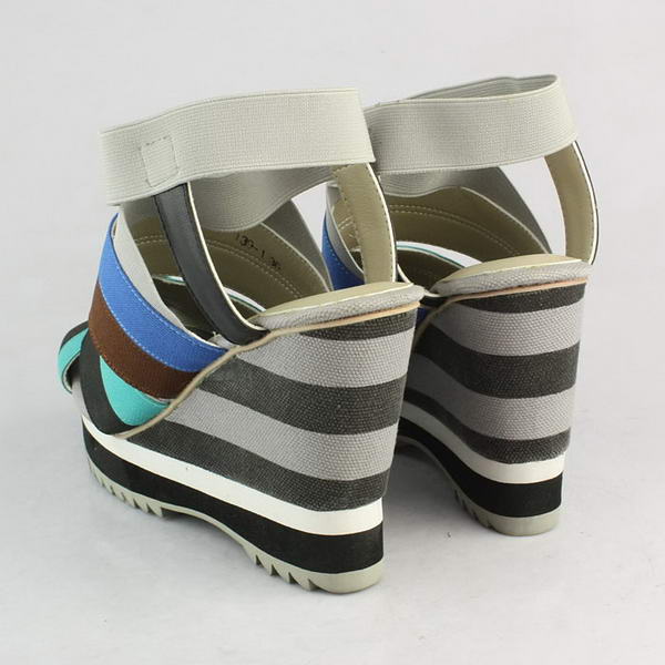 Prada Spandex Fabric Wedge Sandals PD065 Blue Green