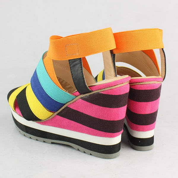 Prada Spandex Fabric Wedge Sandals PD065 Orange Yellow