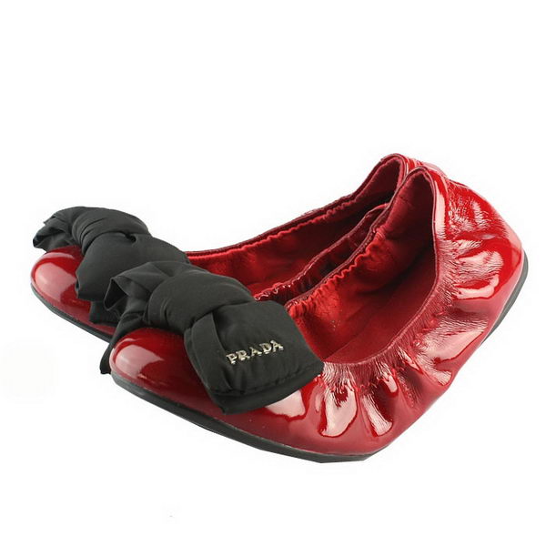 Prada Patent Leather Ballerina Flat PD097 Red