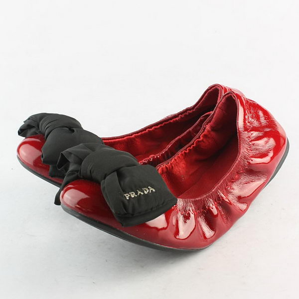 Prada Patent Leather Ballerina Flat PD097 Red