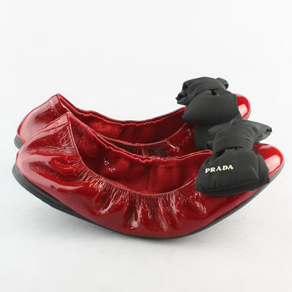 Prada Patent Leather Ballerina Flat PD097 Red