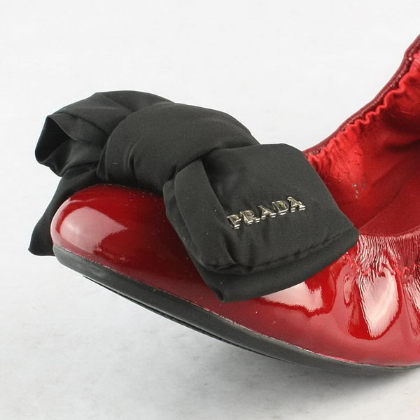 Prada Patent Leather Ballerina Flat PD097 Red