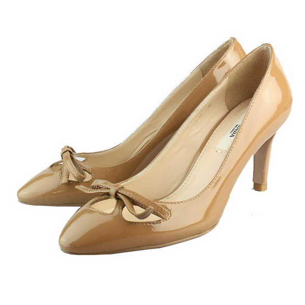 Prada Patent Leather Bow Pump PD090 Brown