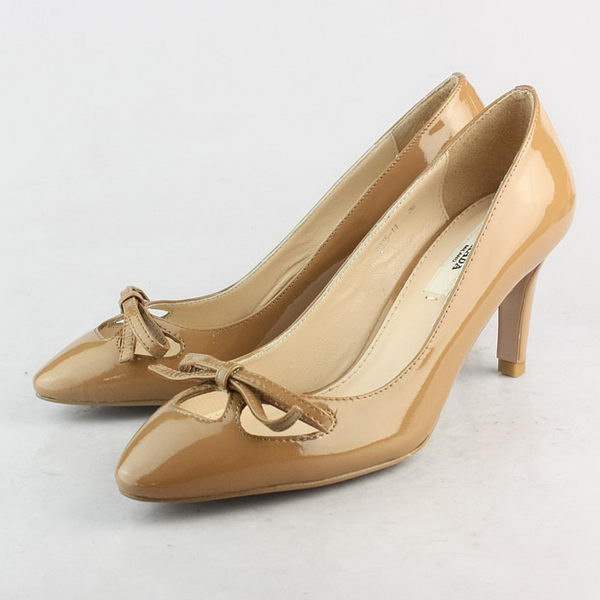 Prada Patent Leather Bow Pump PD090 Brown