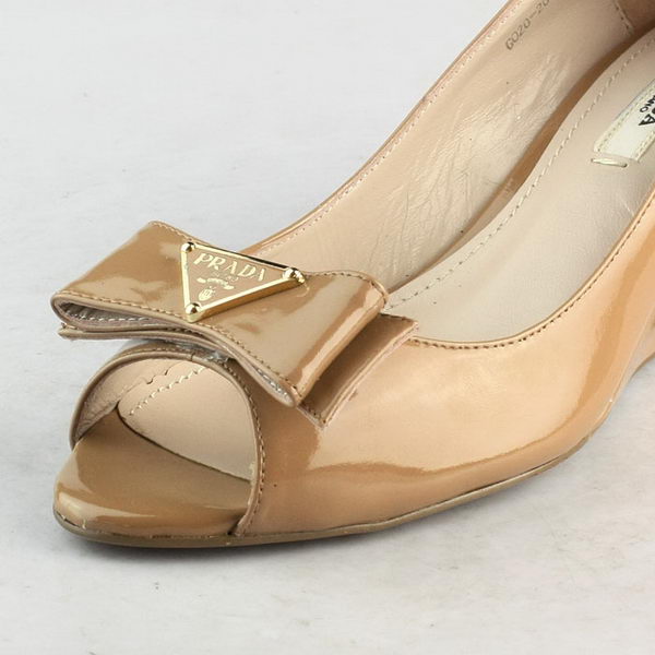 Prada Patent Leather Wedge PD093 Brown