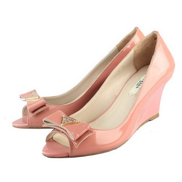 Prada Patent Leather Wedge PD093 Pink