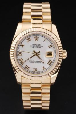 Rolex Datejust Golden&White Cutwork Men Watch-RD2402