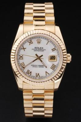 Rolex Datejust Golden White Cutwork Men Watch-RD2402