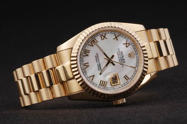 Rolex Datejust Golden&White Cutwork Men Watch-RD2402