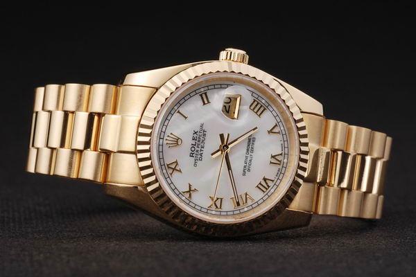 Rolex Datejust Golden&White Cutwork Men Watch-RD2402