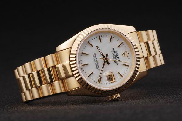 Rolex Datejust Golden&White Cutwork Stainless Steel Watch-RD2400