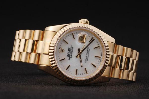 Rolex Datejust Golden White Cutwork Stainless Steel Watch-RD2400
