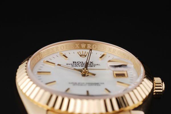 Rolex Datejust Golden White Cutwork Stainless Steel Watch-RD2400