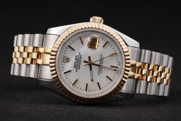 Rolex Datejust Golden Round Cutwork White Watch-RD2362