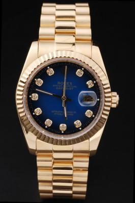 Rolex Datejust Mechanism Golden Bezel Blue Surface Watch-RD2438