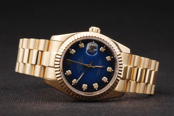 Rolex Datejust Mechanism Golden Bezel&Blue Surface Watch-RD2438