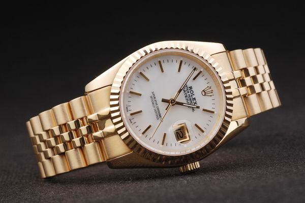 Rolex Datejust Mechanism Golden Bezel White Surface Watch-RD2376
