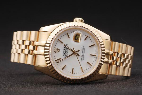 Rolex Datejust Mechanism Golden Bezel White Surface Watch-RD2376