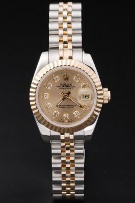 Rolex Datejust Mechanism Golden Surface Cutwork Women Watch-RD24