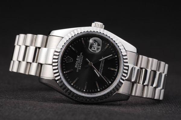 Rolex Datejust Silver&Black Stainless Steel Watch-RD2411