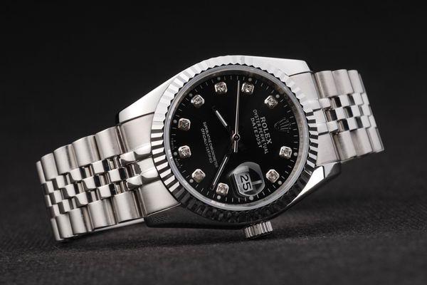 Rolex Datejust Silver Bezel Black Surface Watch-RD2394