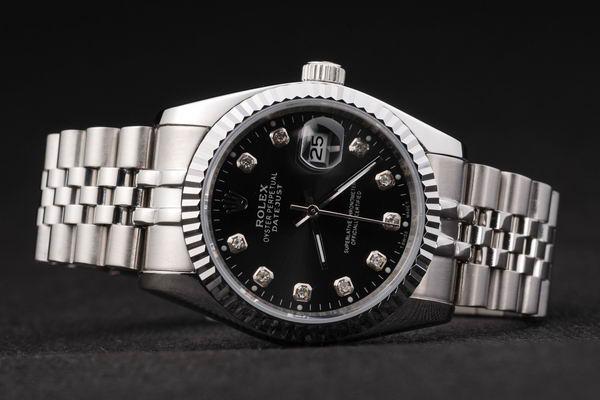 Rolex Datejust Silver Bezel Black Surface Watch-RD2394